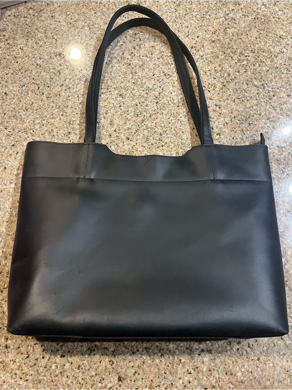 S-Zone Cow Hide Crazy Horse Black Leather Tote Bag for Women
